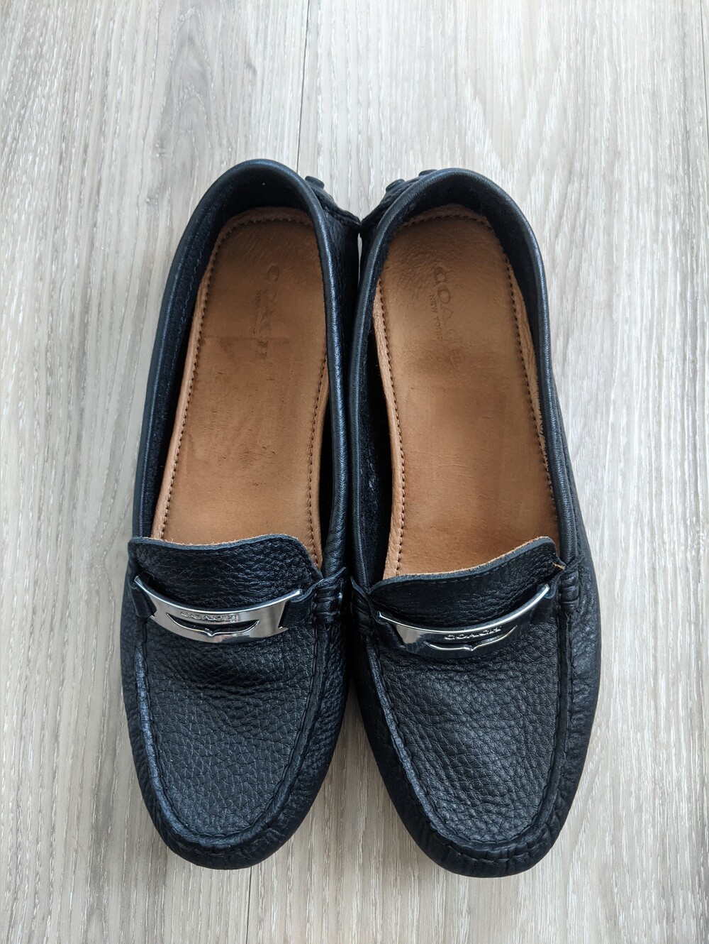 COACH Black Pebbled Leather Men’s Bit Loafers